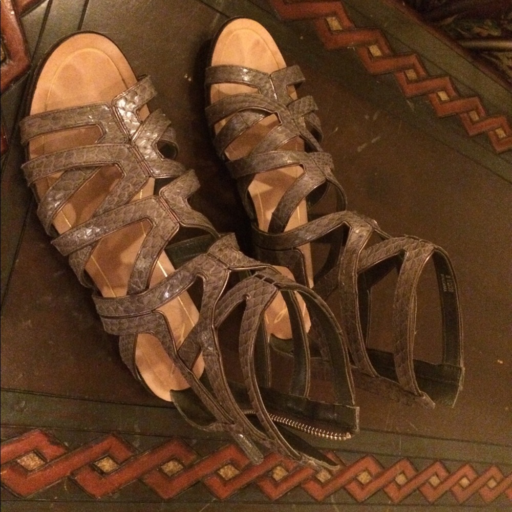 Brian Atwood grey Alcarra gladiator sandal